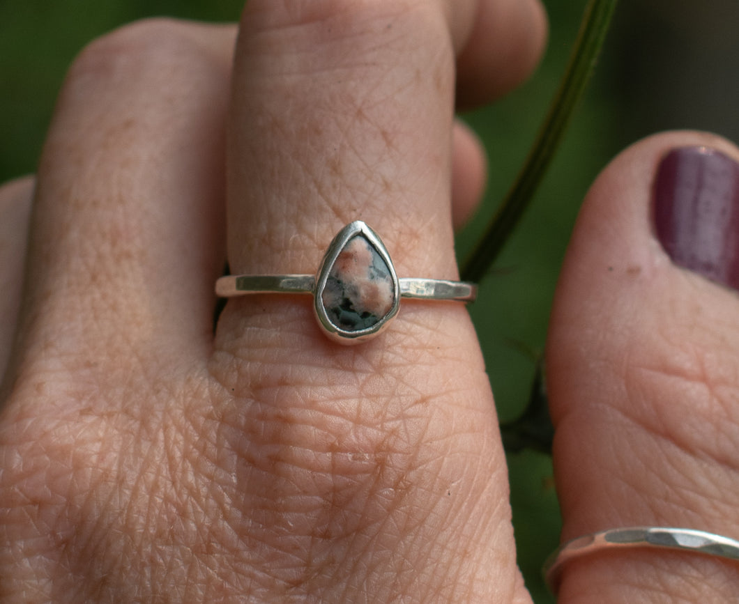 Pinky Prehnite Greenstone Ring; Size 9