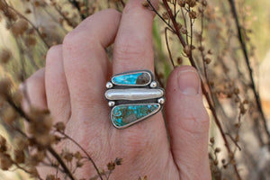 Turquoise and pearl sandwich ; size 7.5