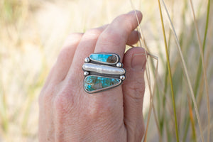 Turquoise and pearl sandwich ; size 7.5