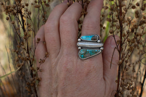 Turquoise and pearl sandwich ; size 7.5