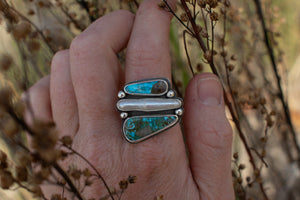 Turquoise and pearl sandwich ; size 7.5