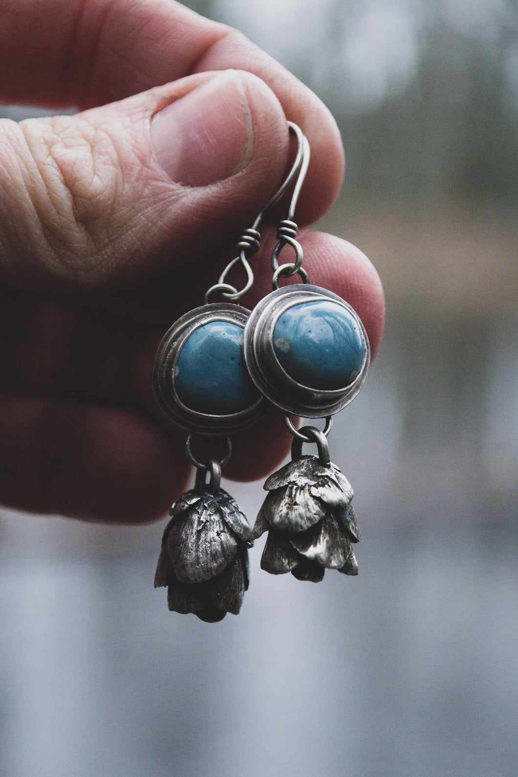 Leland Blue + Pine Cone Earrings