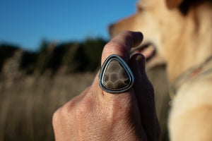 Petoskey Teardrop Ring; Size 7.25